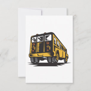 Carte De Remerciements Bus scolaire Retro Vintage Jaune