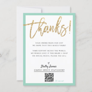Carte De Remerciements BUSINESS INSERT moderne chic parties scintillant s