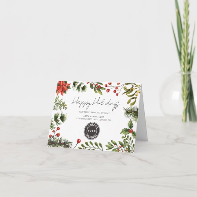 Carte De Remerciements Business Logo Employees Christmas Holiday Card (Devant)