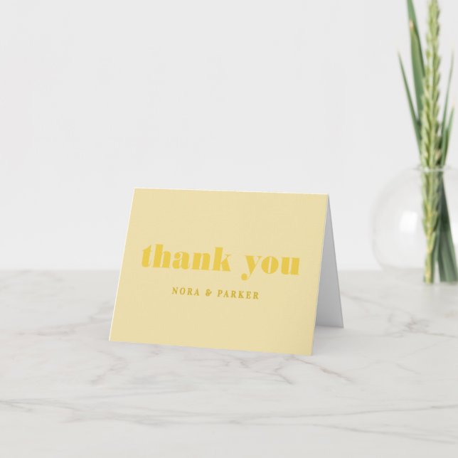 Carte De Remerciements Butter Yellow Simple Monogram Wedding (Devant)