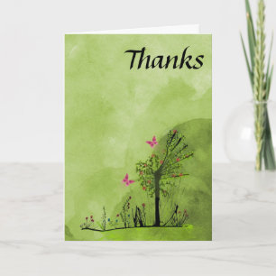Carte De Remerciements Butterfly and flowers thank you card