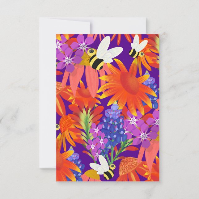 Carte De Remerciements Buzz Parmi Blooms-Violet Bloom_Merci (Devant)