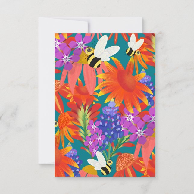 Carte De Remerciements Buzz Parmi Les Blooms Turquoise Grove_Merci (Devant)