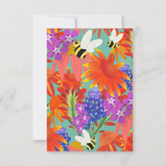 Carte De Remerciements Buzz parmi les fleurs de la prairie à menthe