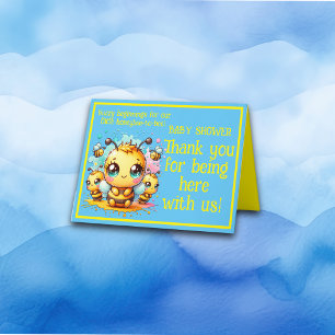 Carte De Remerciements Buzzy débutants Baby shower abeille-à-abeille