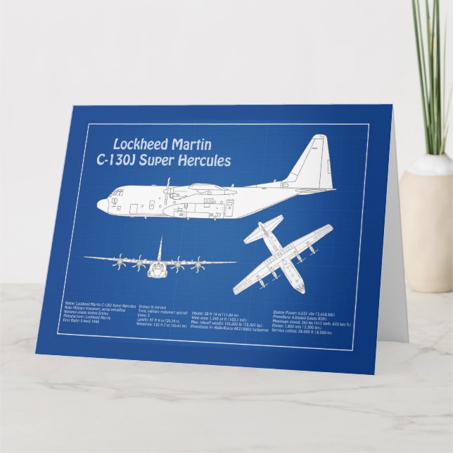 Carte De Remerciements C-130 Hercules - Plan directeur de l'avion ABD (Devant)