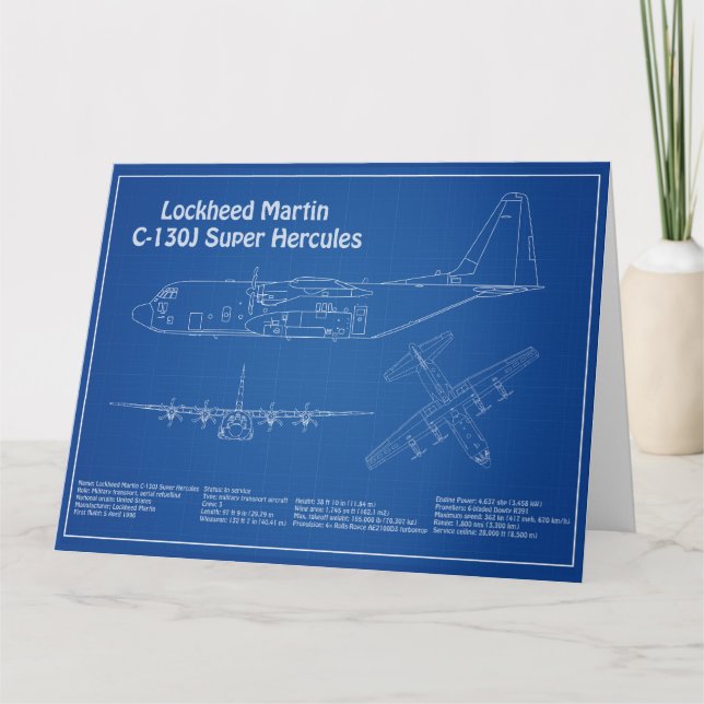 Carte De Remerciements C-130 Hercules - Plan directeur de l'avion AD (Devant)