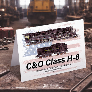 Carte De Remerciements C&O Classe H-8 Locomotive Allegheny - Drapeau amér