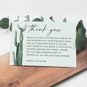 Carte De Remerciements Cactus à l'aquarelle Mariage botanique sud-ouest