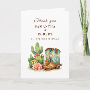 Carte De Remerciements Cactus Désert Arizona Cactées Mariage Cowboy