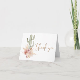 Carte De Remerciements Cactus du désert herbe des pampas boho