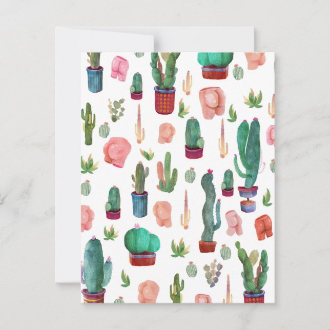 Carte De Remerciements Cactus et boutons (Devant)