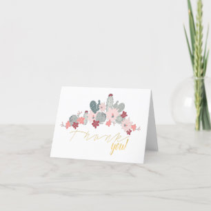 Carte De Remerciements Cactus Pink Green Succulents Plante Motif