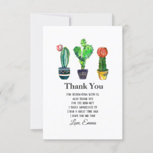Carte De Remerciements cactus, succulent, aquarelle, fiesta, mexicaine,