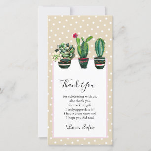 Carte De Remerciements cactus, succulent, aquarelle, fiesta, mexicaine,