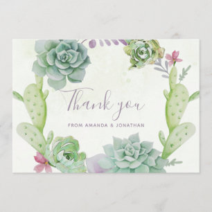 Carte De Remerciements Cactus Succulentes Désert Aquarelle Remerciements