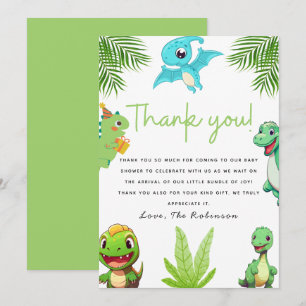 Carte De Remerciements Cadeau Baby Shower Petits Dinosaures Mignons