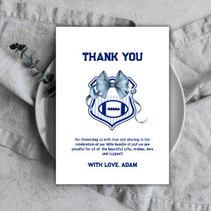 Carte De Remerciements Cadeau Bébé Fille Garçon Football Sport avec un Ru