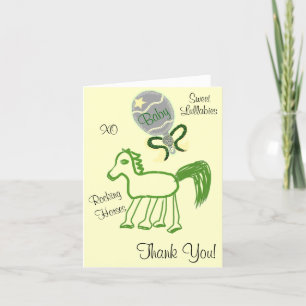 Carte De Remerciements Cadeau Bébé Shower Cheval et Hochet Étoile Jaune