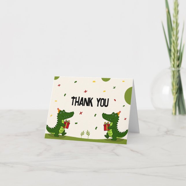 Carte De Remerciements Cadeau de crocodile mignon (Devant)