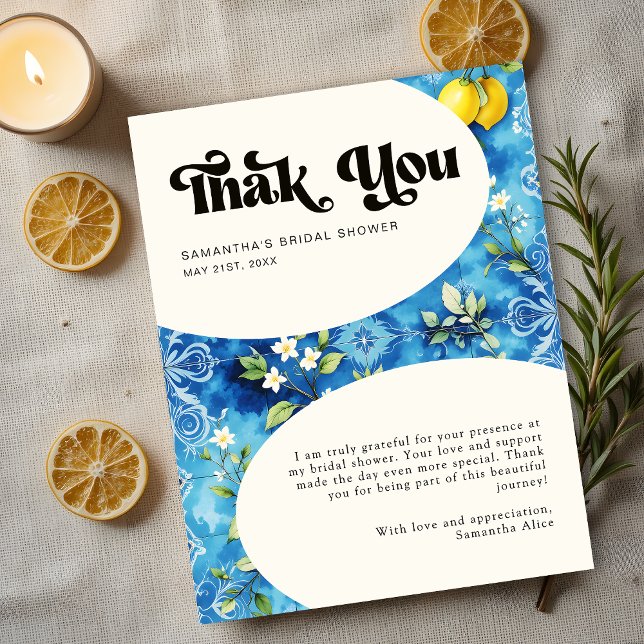 Carte De Remerciements Cadeau de Fiançailles Citron Citrus Italien Posita (Créateur téléchargé)