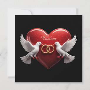 Carte De Remerciements Cadeau de mariage romantique Cœur de colombes