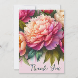 Carte De Remerciements Cadeau floral rose élégant de pivoines
