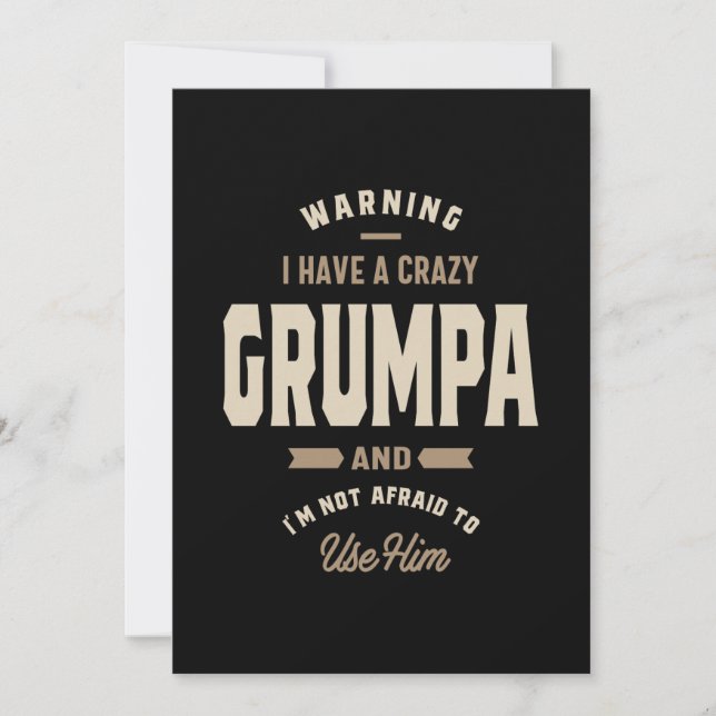Carte De Remerciements Cadeau Mens Crazy Grumpa Grandpa (Devant)