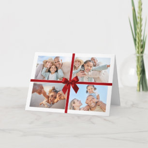 Carte De Remerciements Cadeau moderne MULTI PHOTO NOËL ruban rouge noeud