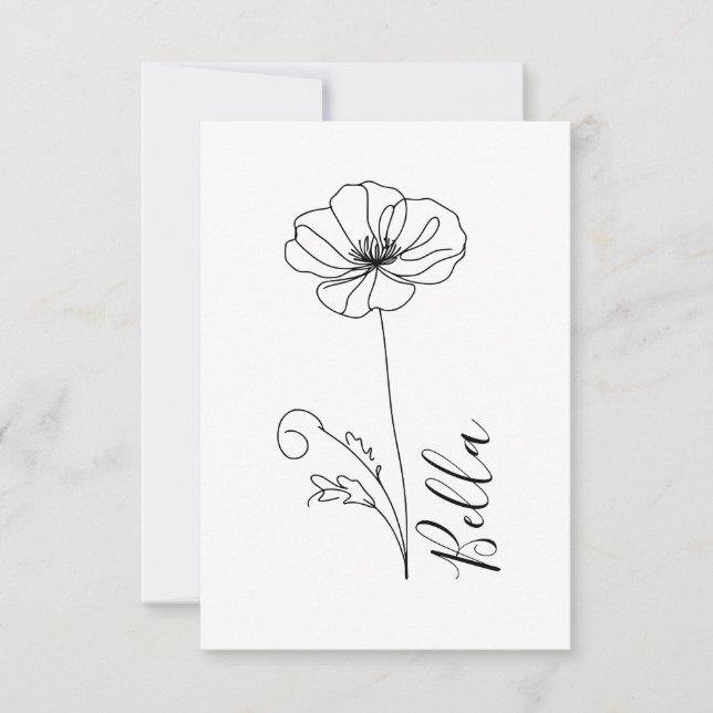 Carte De Remerciements Cadeau personnalisé Août Fleur de naissance du pav (Devant)