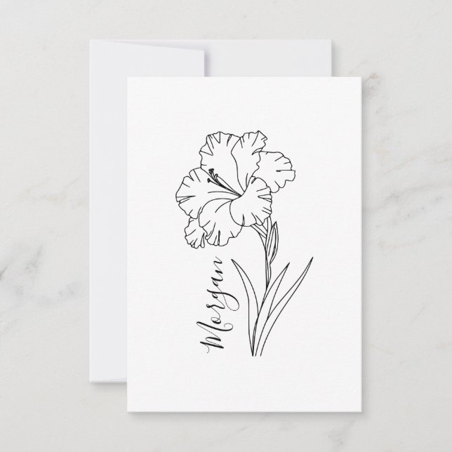 Carte De Remerciements Cadeau personnalisé d'août Gladiolus Fleur de nais (Devant)