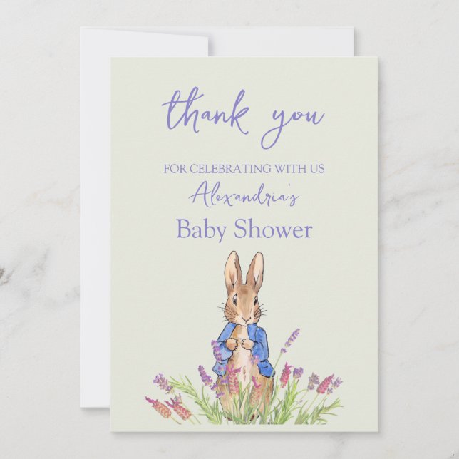 Carte De Remerciements Cadeau personnalisé pour Baby shower Pierre le lap (Devant)