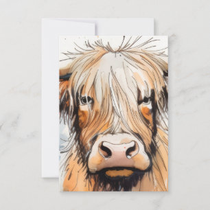 Carte De Remerciements Cadeau vache, vache des Highlands