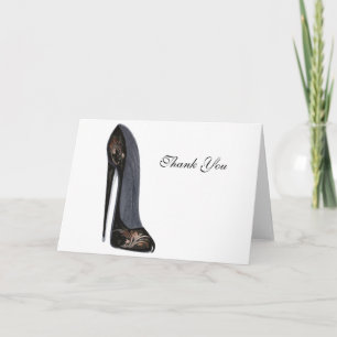 Carte De Remerciements Cadeaux de chaussures en noir et cuivre Stiletto