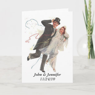 Carte De Remerciements Cadeaux de mariage rétro joyeux couple euphorique