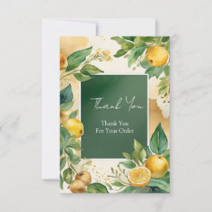 Carte De Remerciements Cadre de Citron Frais avec Accents Botaniques Vert