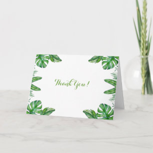 Carte De Remerciements Cadre de feuilles de Monstera vert aquarelle tropi