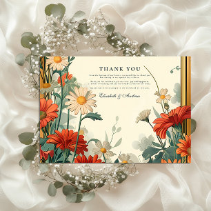 Carte De Remerciements Cadre de mariage Art Nouveau à fleurs sauvages