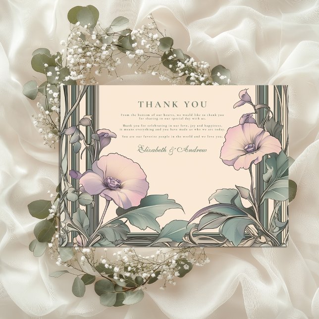 Carte De Remerciements Cadre de mariage lavande poussiéreux (Créateur téléchargé)