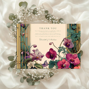 Carte De Remerciements Cadre de mariage orchidée Art Nouveau