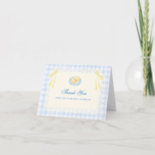 Carte De Remerciements Cadre de napperon shower bleu à carreaux mariage
