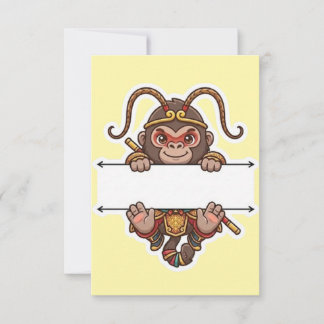 Carte De Remerciements Cadre de nom divisé du roi singe chibi mignon