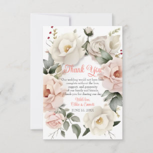 Carte De Remerciements Cadre de Rose Mariage Pastel rose rose