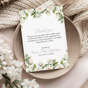 Carte De Remerciements Cadre de roses blanches à l'aquarelle florale pour
