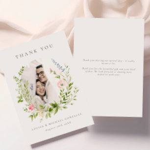 Carte De Remerciements Cadre de verdure moderne Photo Mariage