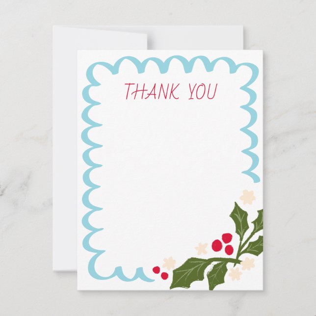 Carte De Remerciements Cadre festif bleu en forme de coquille Saint-Jacqu (Devant)