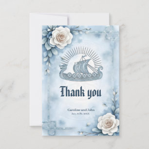 Carte De Remerciements Cadre floral avec Rose et design celtique.