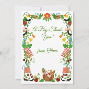 Carte De Remerciements Cadre Floral de Pique-Nique à l'Aquarelle pour Rem