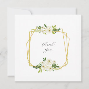 Carte De Remerciements Cadre Floral Rose Blanche Luxe