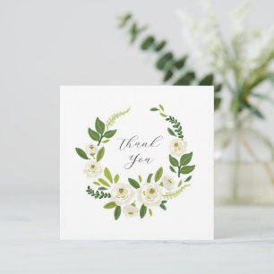 Carte De Remerciements Cadre Floral Rose Blanche Luxueux